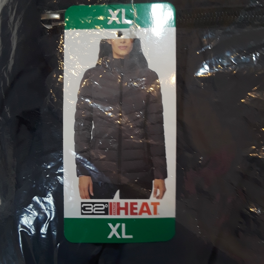 32 Degrees Heat Women's Puffer Quilted Mid-Length Jacket Periscope (Greyed Blue)